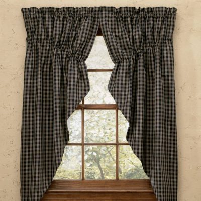 sturbridge black gathered swag farmhouse draped pointed valance