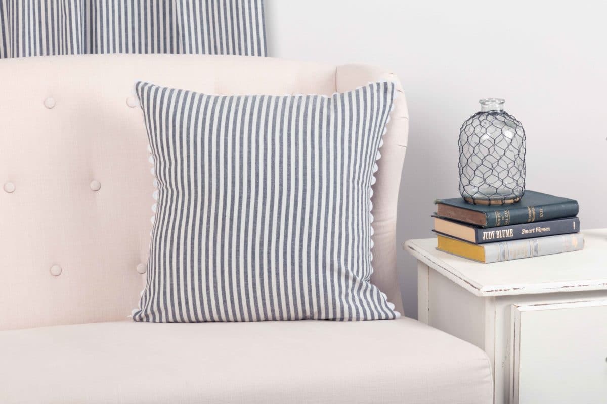 Farmhouse Ticking Blue 18" x 18" Pillow Cover - Image 3