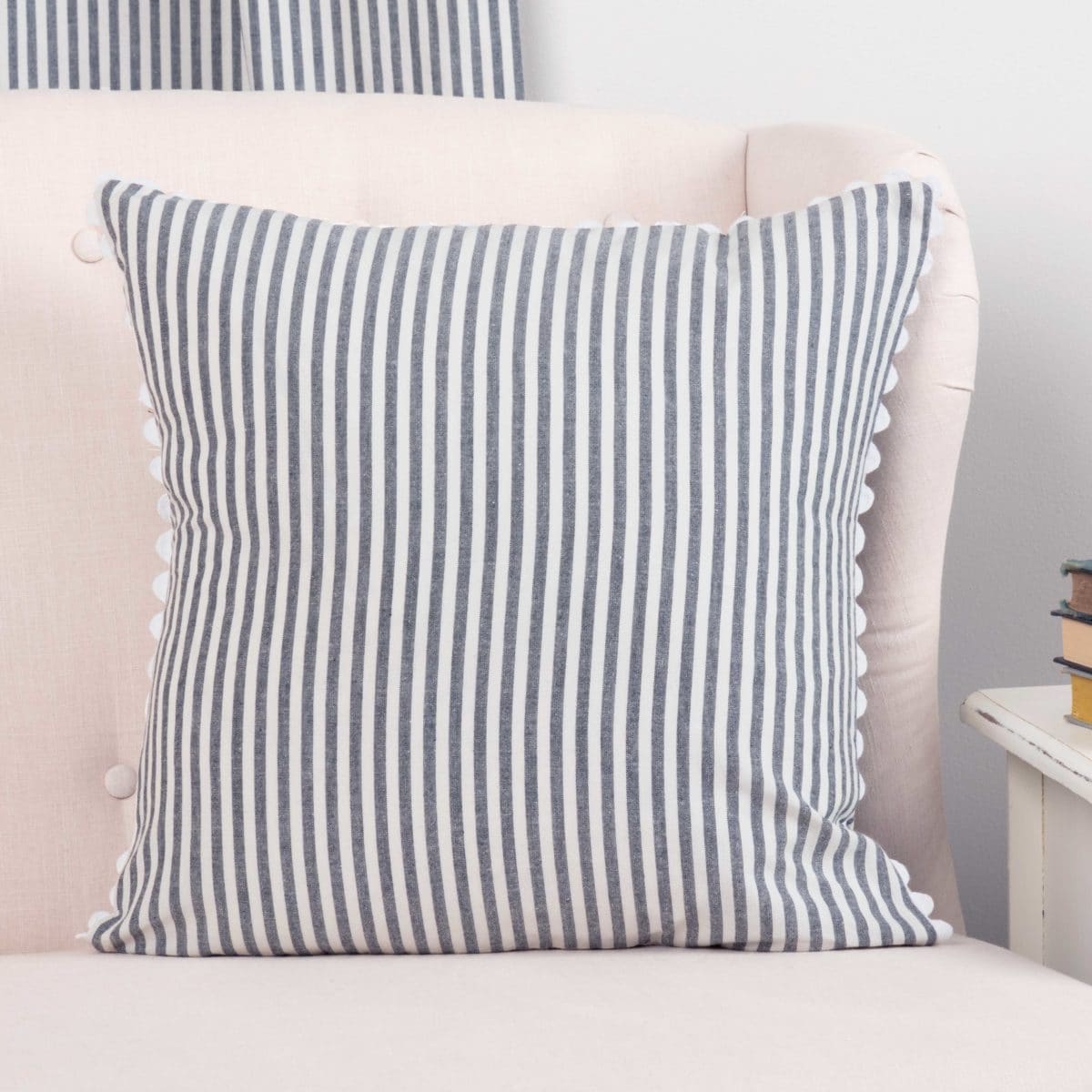 farmhouse ticking blue 18" x 18" pillow cover farmhouse pillowcase