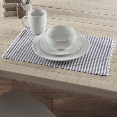 Farmhouse Ticking Blue Placemats, Set/4