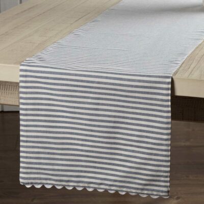 Farmhouse Ticking Blue Table Runner - 36"