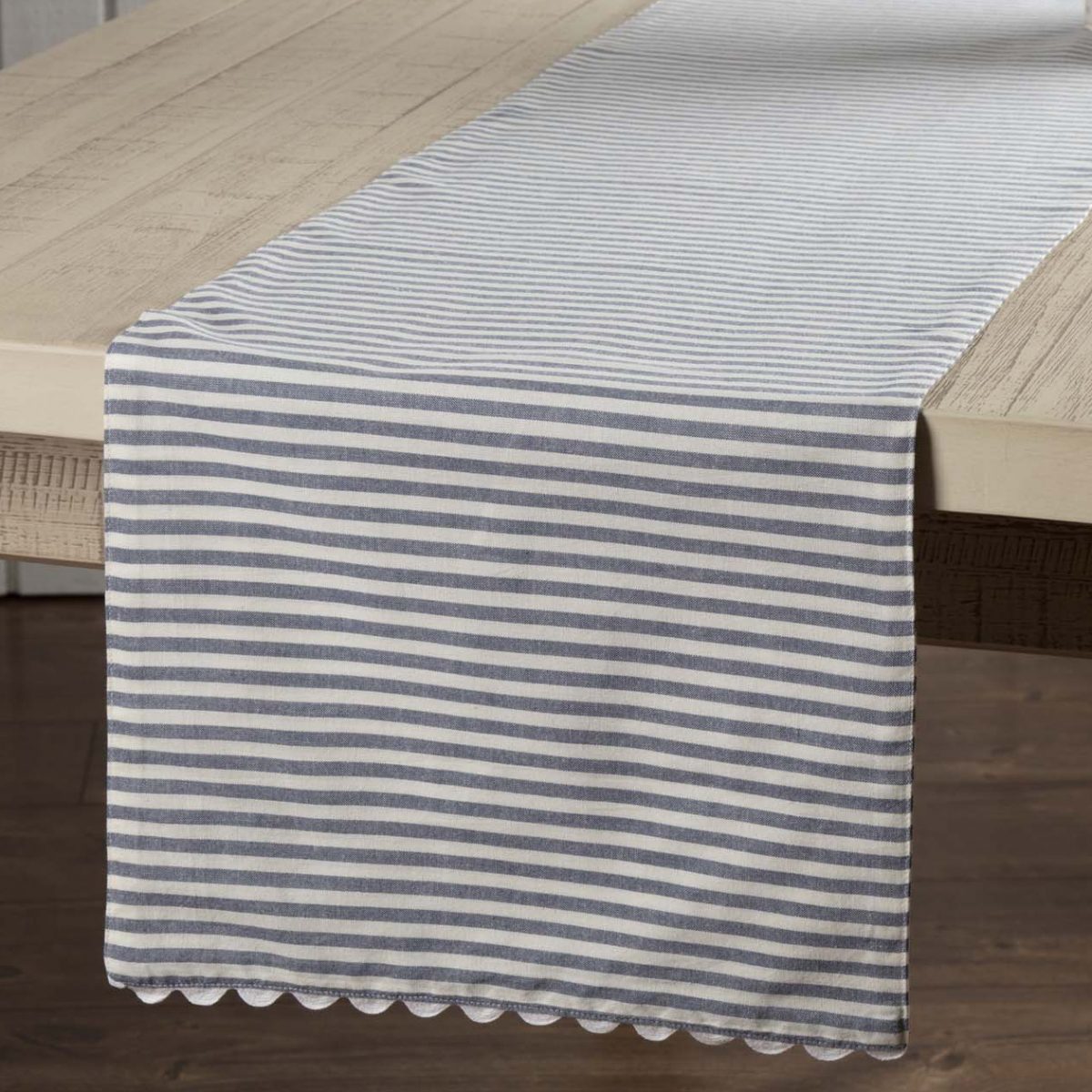 Farmhouse Ticking Blue Table Runner - 72"