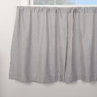 farmhouse ticking blue lined tiers set of two farmhouse cafe curtains