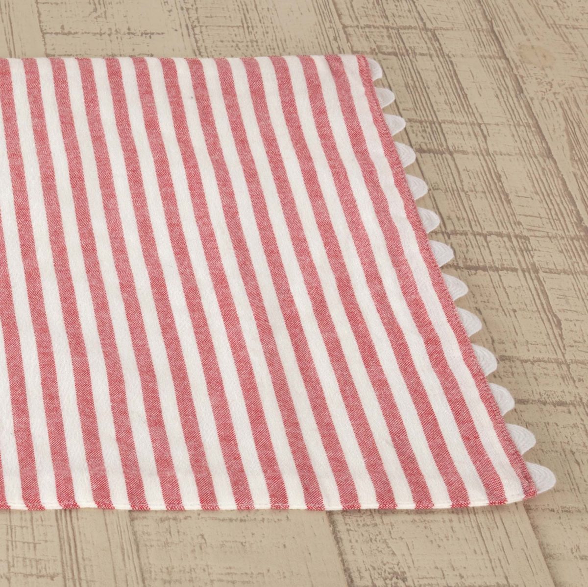 Farmhouse Ticking Red Table Runner - 54" - Image 3