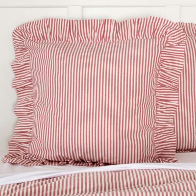 farmhouse ticking red euro sham farmhouse pillow cover