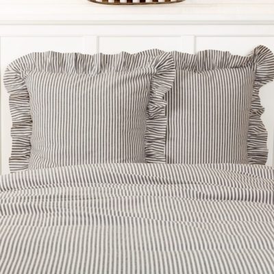 farmhouse ticking gray euro sham farmhouse pillow cover
