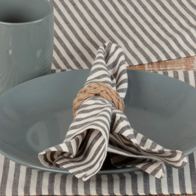 Farmhouse Ticking Gray Napkins, Set/4