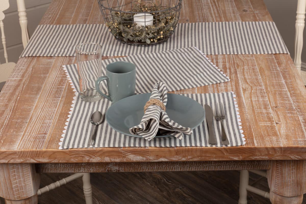 Farmhouse Ticking Gray Napkins, Set/4 - Image 5