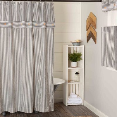 Farmhouse Ticking Gray Shower Curtain