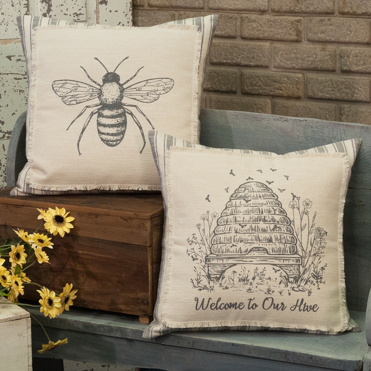 Welcome To Our Hive 18" x 18" Pillow Cover - Image 4