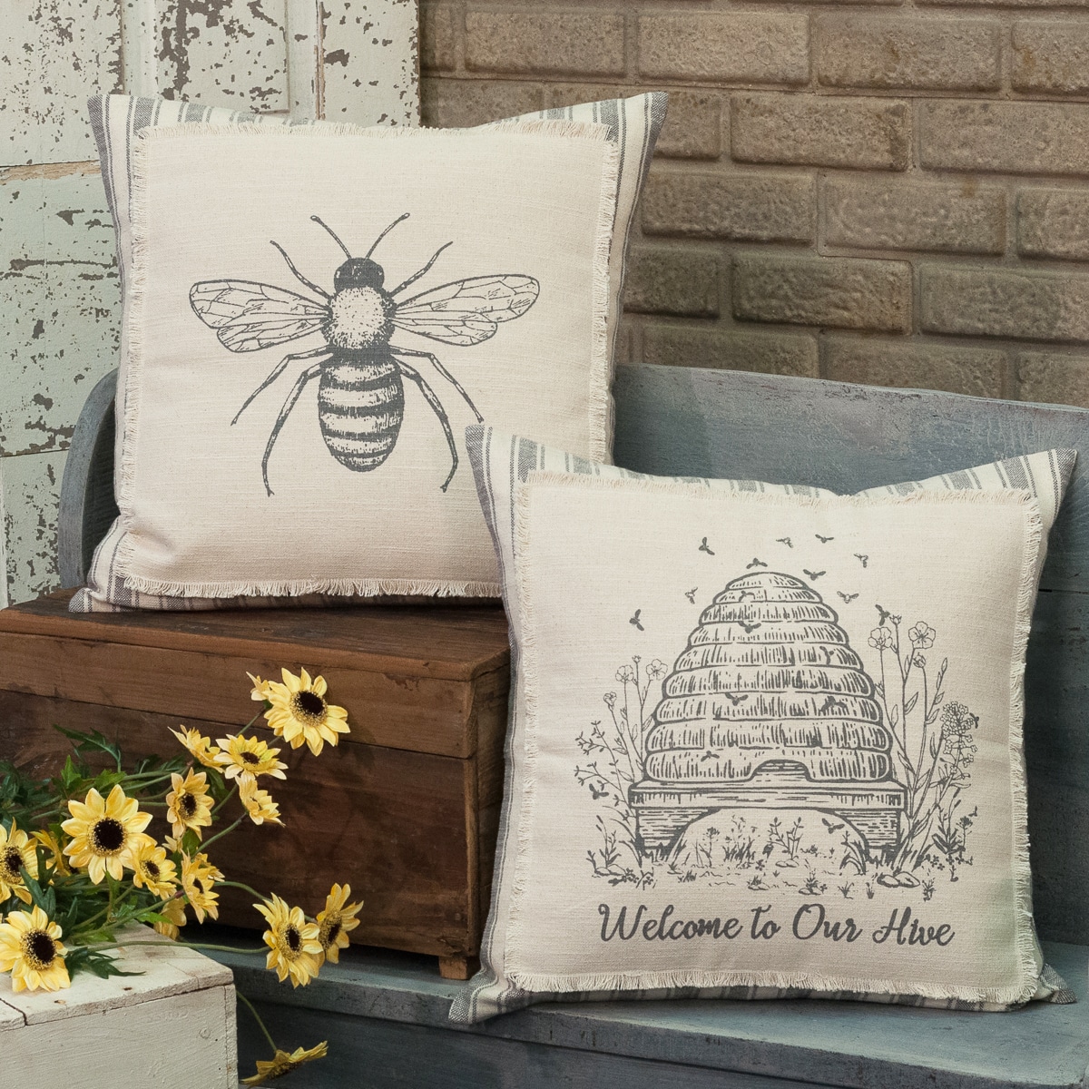 Welcome To Our Hive 18" x 18" Pillow Cover - Image 3