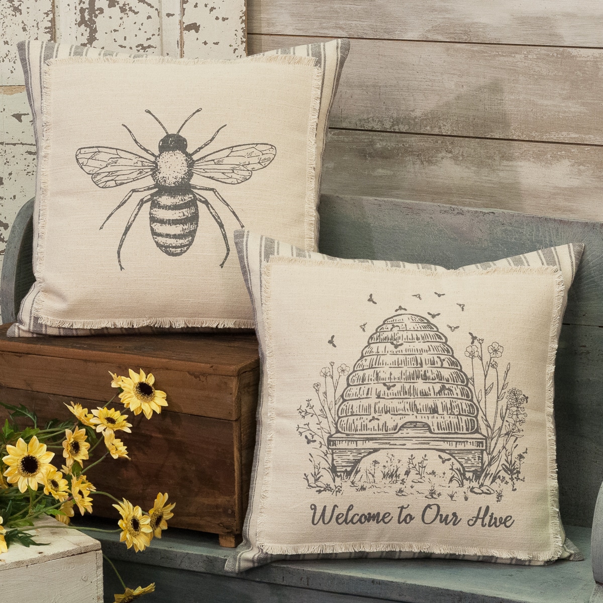Welcome To Our Hive 18" x 18" Pillow Cover - Image 2