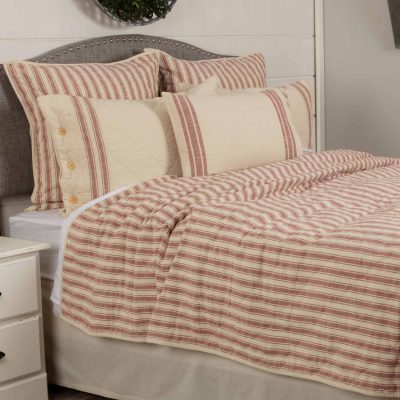 market place red ticking stripe quilts farmhouse bed cover
