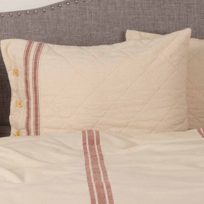 mp red grain sack stripe quilted sham farmhouse pillow cover