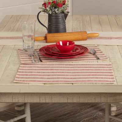 Sleigh Bells Ring Red Ticking Stripe Placemat - Set/4
