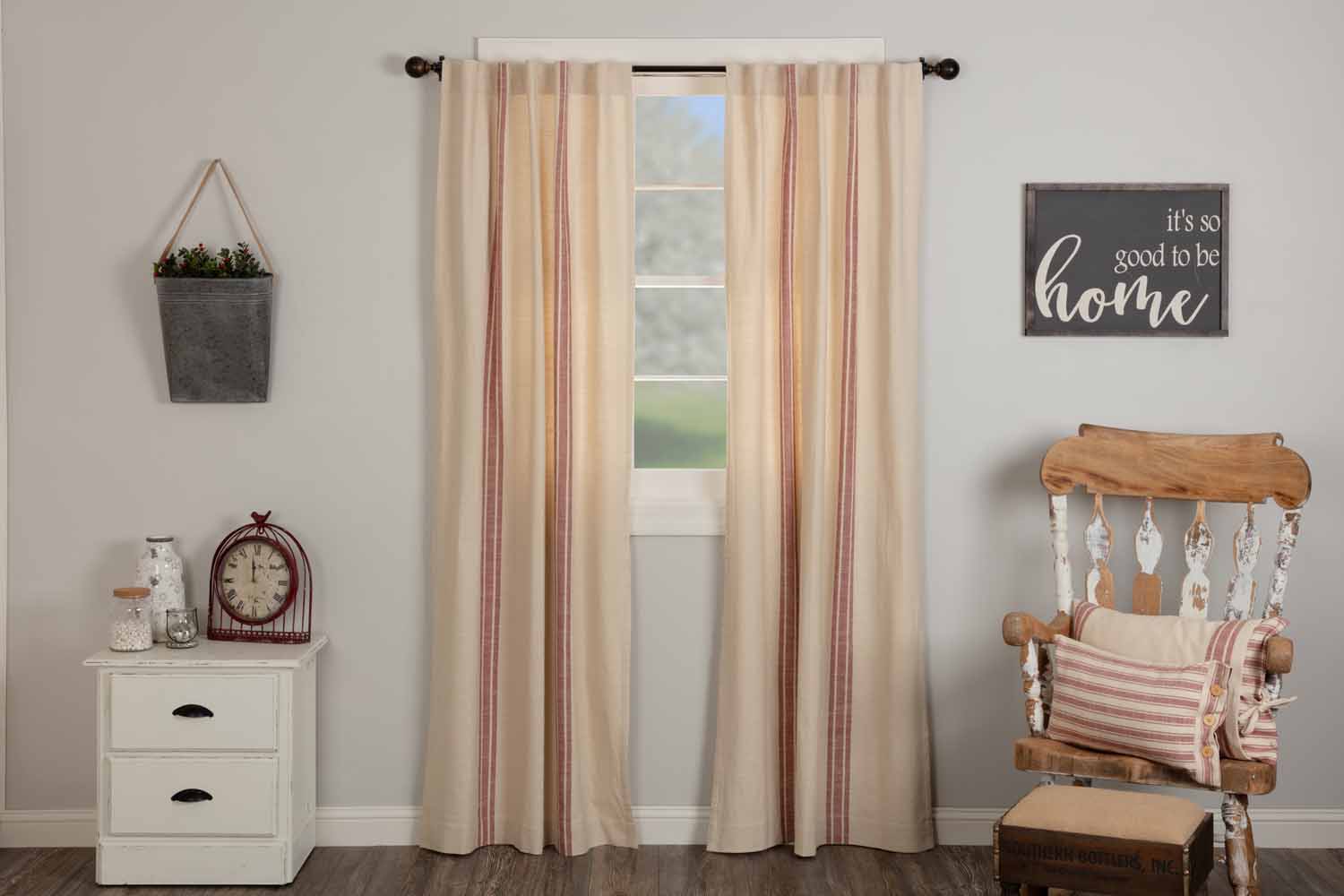 Market Place Red Grain Sack Stripe Panels – Set/2 - Image 3