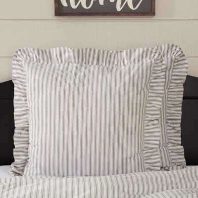 timeless ticking gray ruffled euro sham farmhouse pillow cover