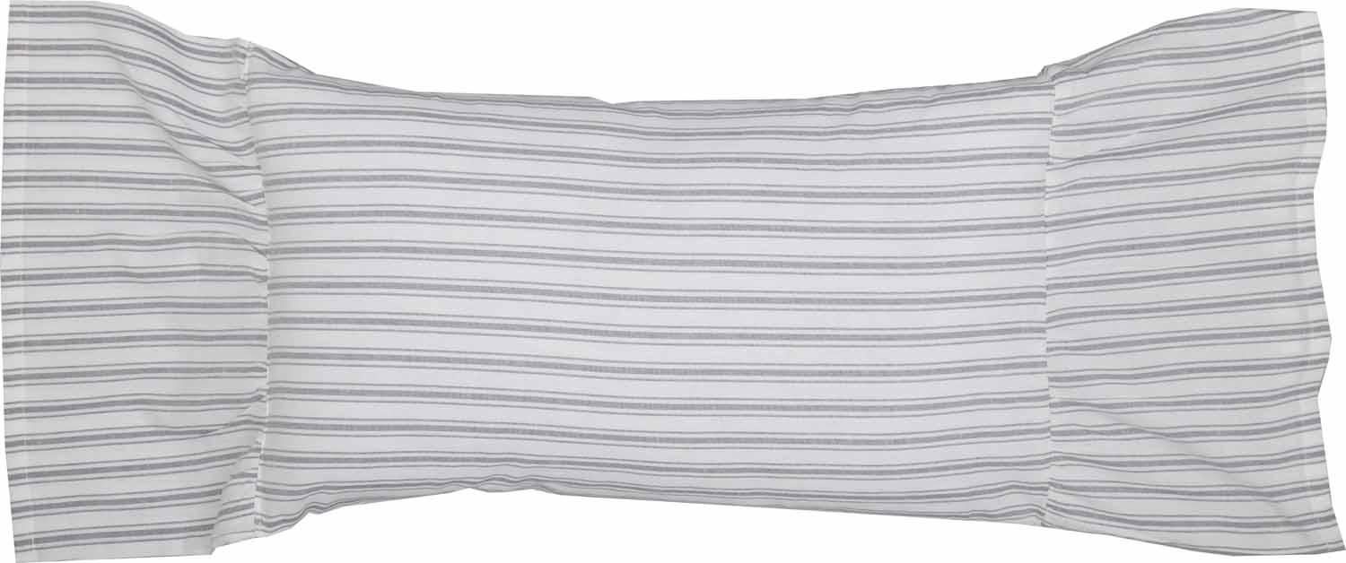 Timeless Ticking Gray Ruffled 12" x 20" Pillow Cover - Image 2