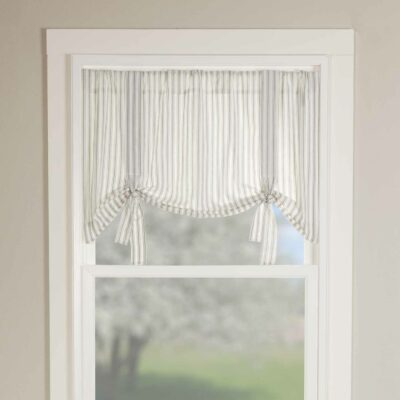 timeless ticking gray roman valance 40" farmhouse window topper