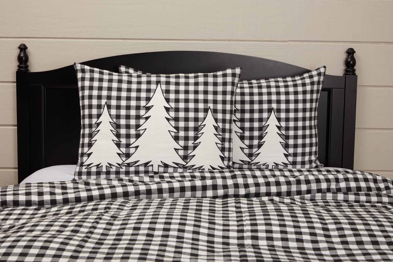 Vintage Check Black Appliqué Tree Standard Sham - Image 6