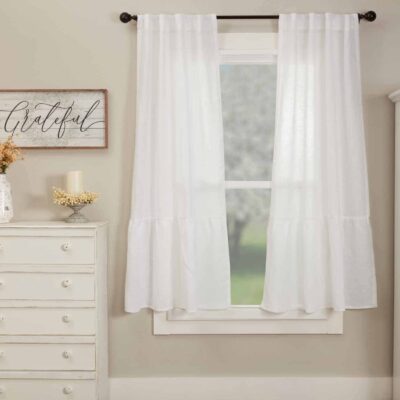 provincial linen white panels 63" set of two farmhouse drapes