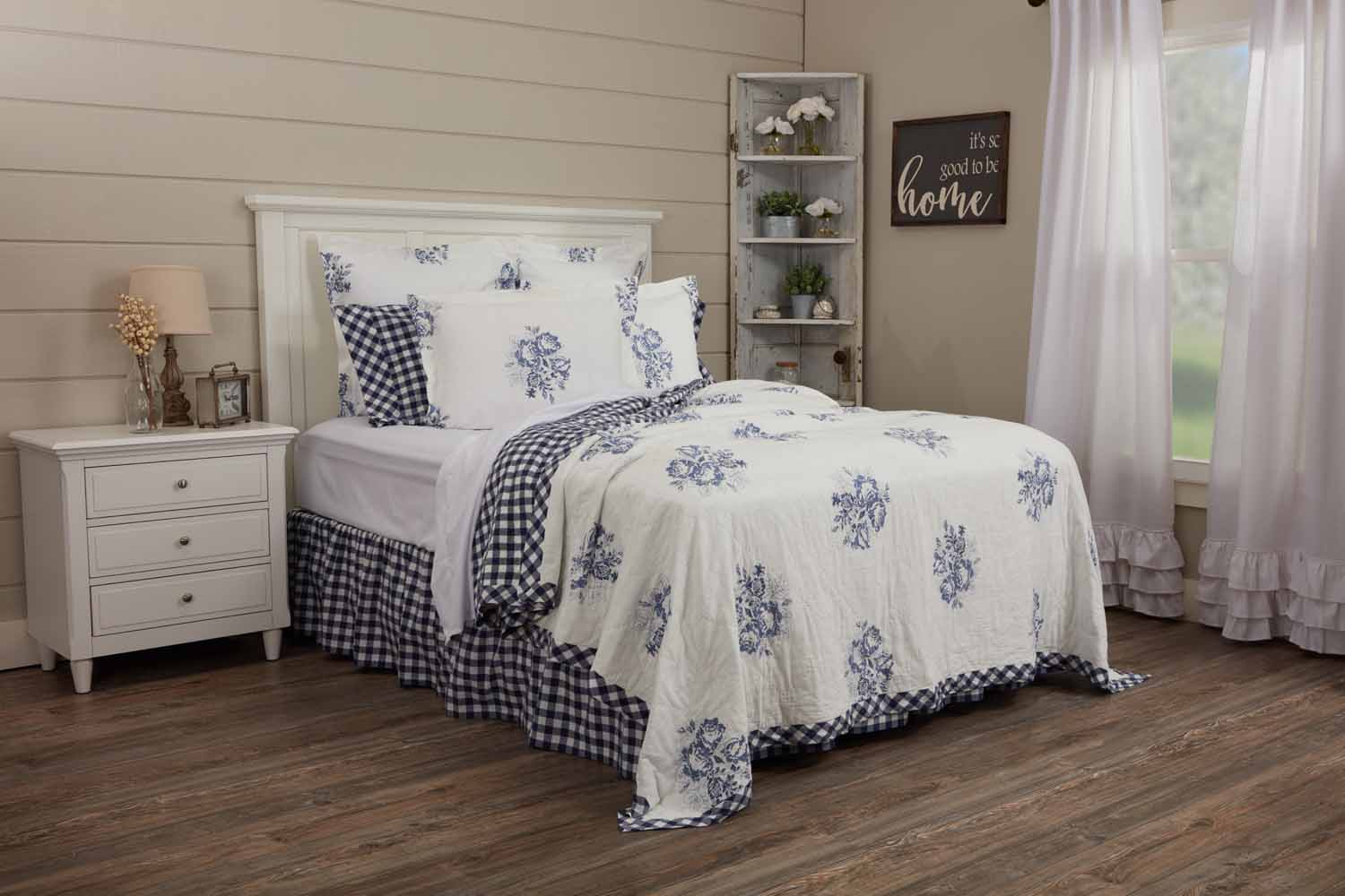 lydia blue quilt king farmhouse king bed cover