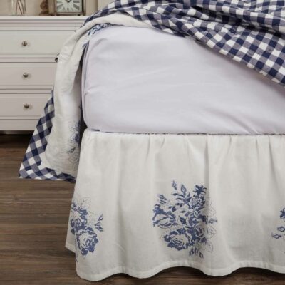 lydia blue bed skirt queen farmhouse queen bed skirt
