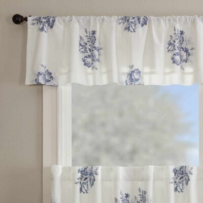 lydia blue valance 72" farmhouse window topper
