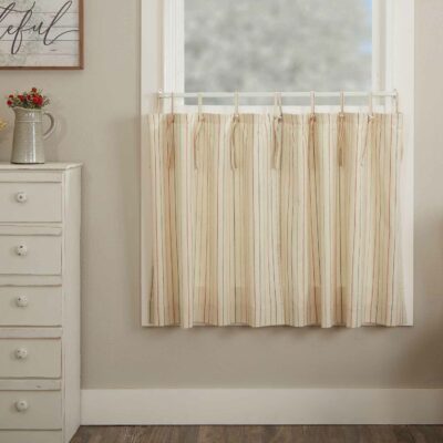 betsy stripe tie top tiers set of two farmhouse cafe curtains