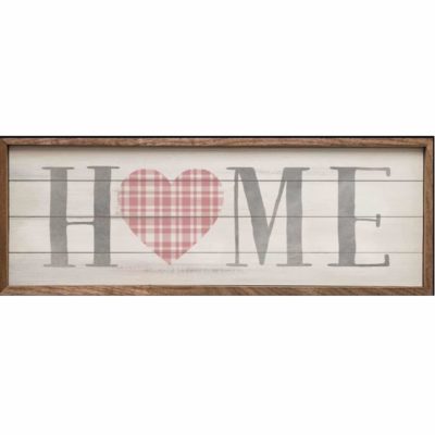 Home Plaid Heart Whitewash Wooden Sign