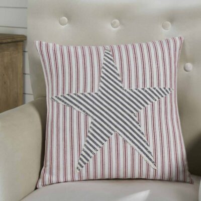 Timeless Ticking Red 18" x 18" Star Pillow Cover