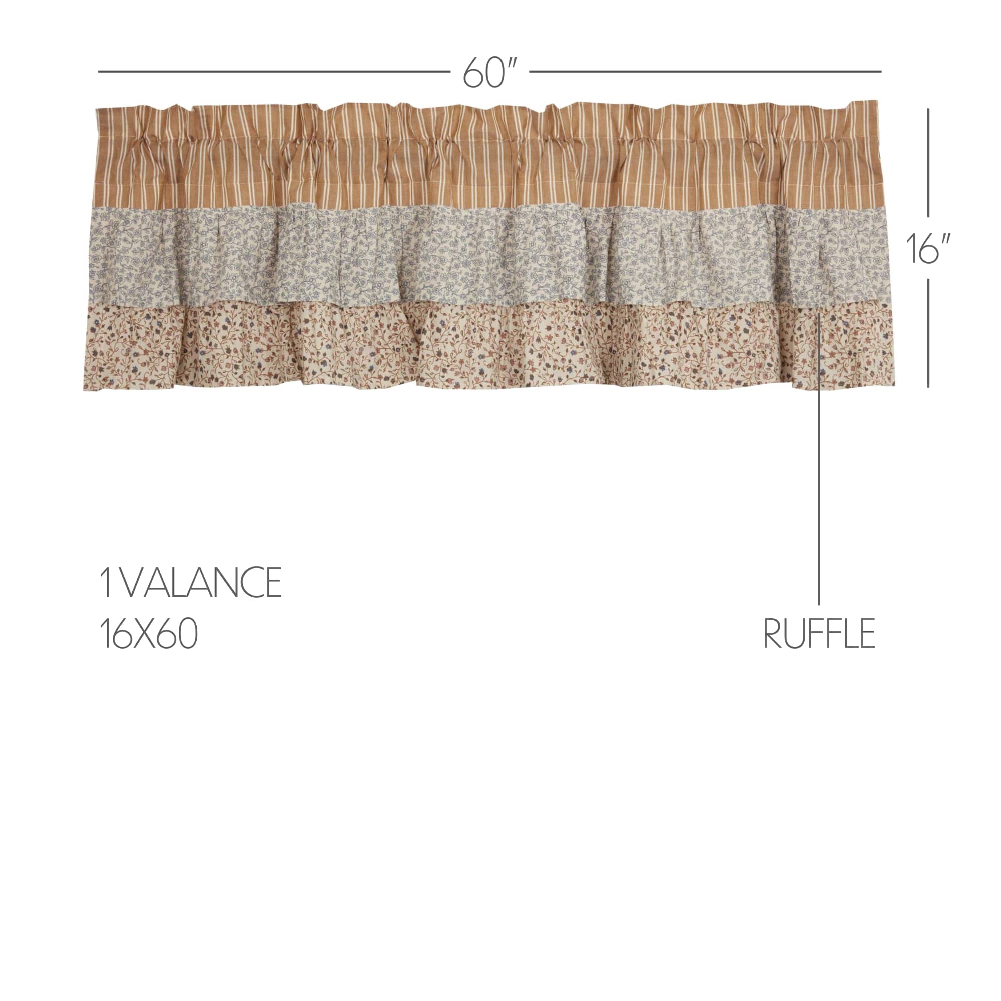 Kaila Ticking Gold Ruffled Valance - 60" - Image 5