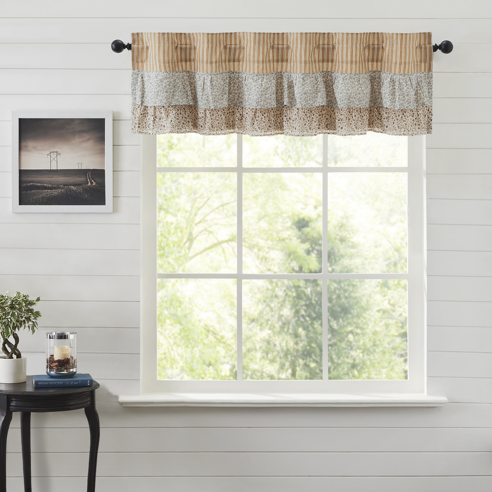 Kaila Ticking Gold Ruffled Valance - 60" - Image 2