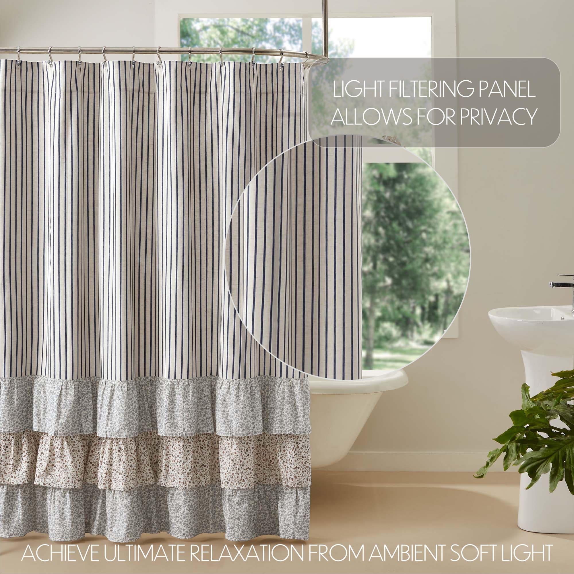 Kaila Ticking Stripe Ruffled Shower Curtain - Image 2