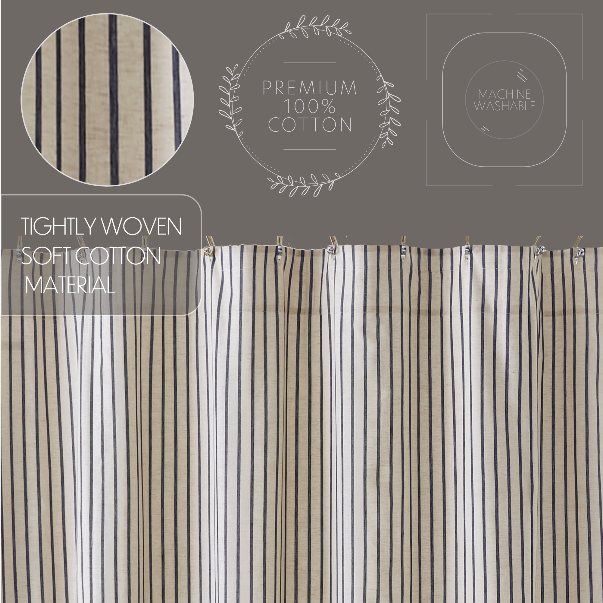 Kaila Ticking Stripe Ruffled Shower Curtain - Image 7