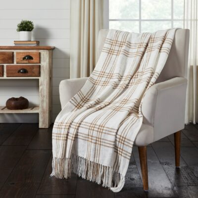 wheat plaid woven throw farmhouse blanket