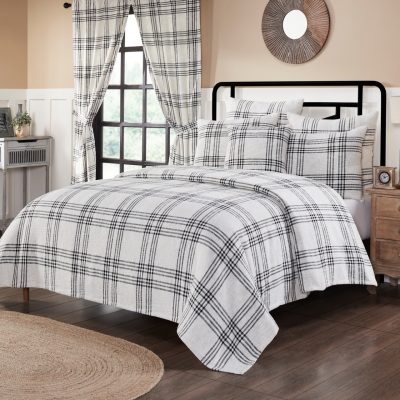 black plaid coverlet farmhouse bed cover