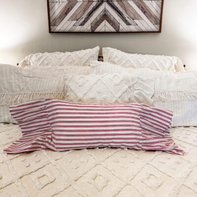 timeless ticking red 12" x 20" pillow cover farmhouse pillowcase