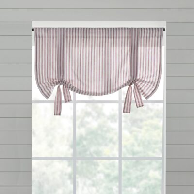 timeless ticking red ruffled roman valance farmhouse window topper