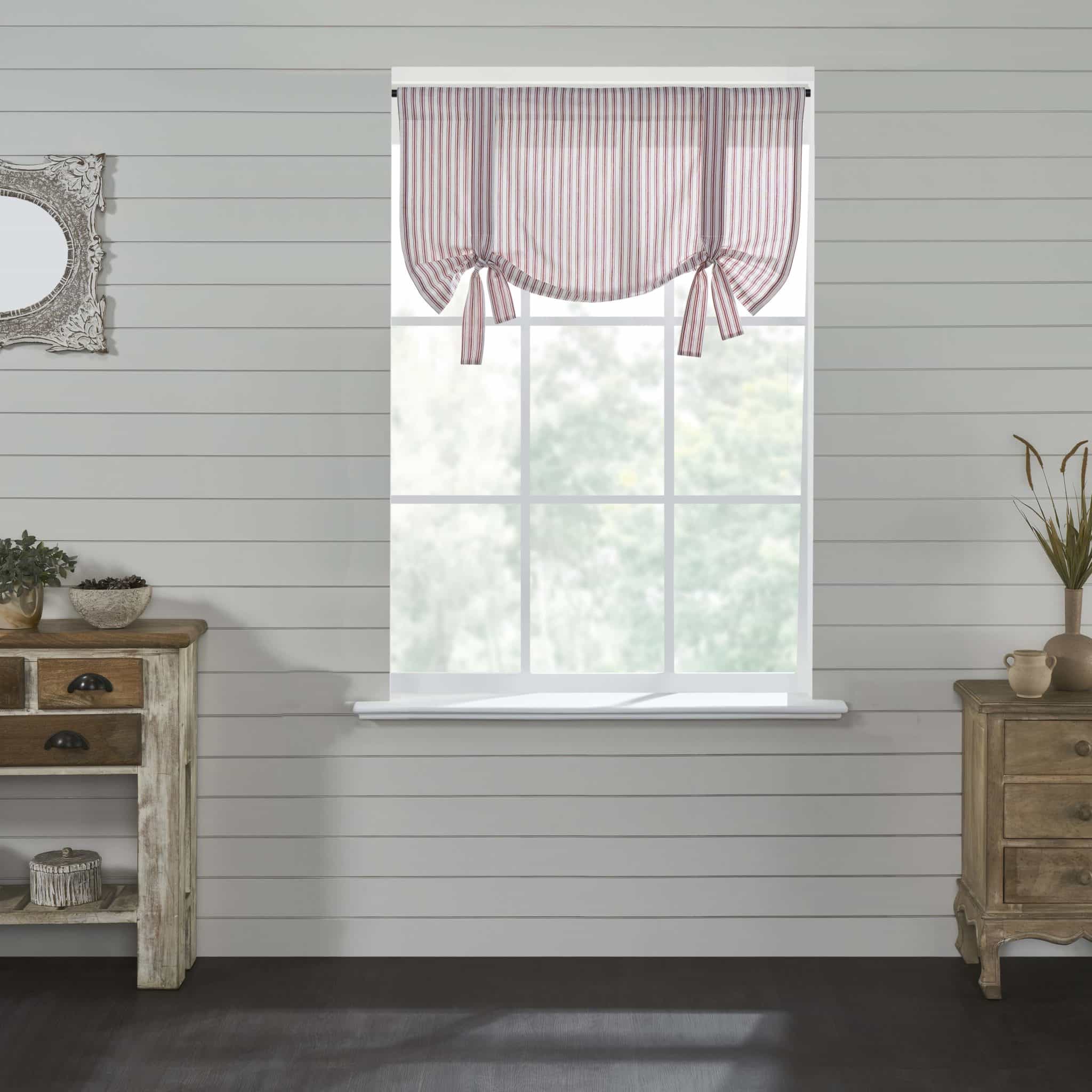 Timeless Ticking Red Ruffled Roman Valance - Image 3