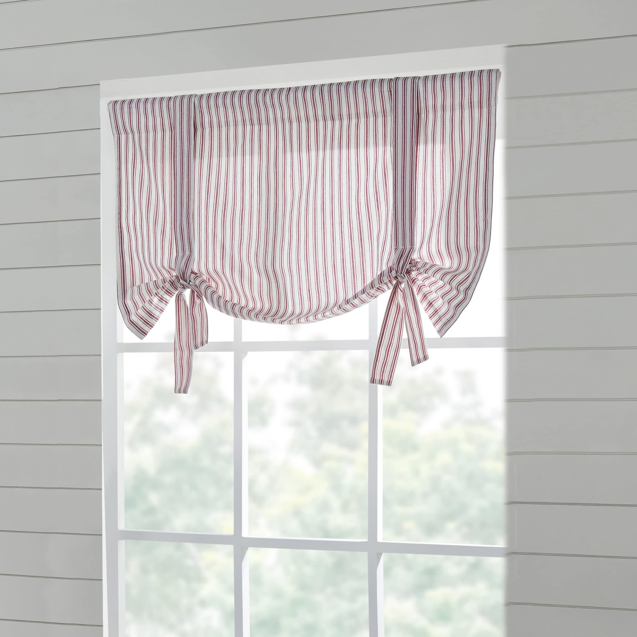 Timeless Ticking Red Ruffled Roman Valance - Image 2