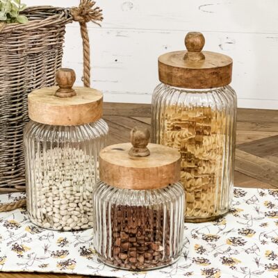 Ribbed Glass Canister Set - Set/3