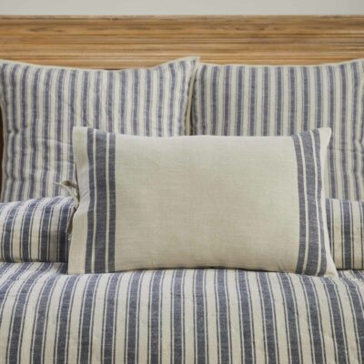 market place 16" x 26" blue ticking with grain sack pillow cover farmhouse pillowcase