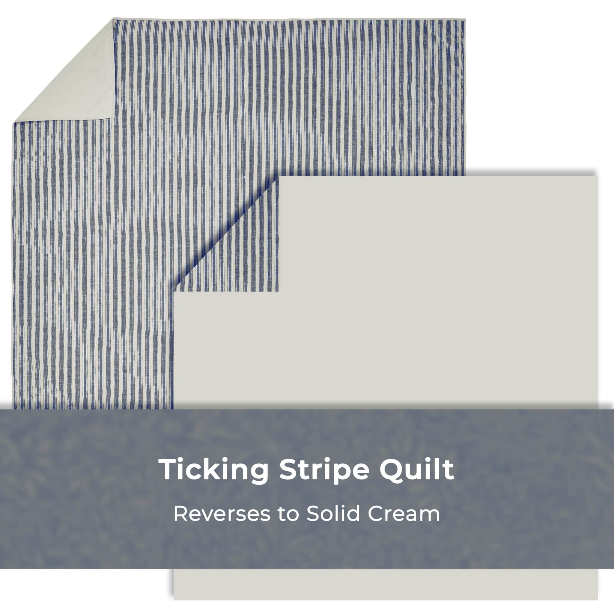 Market Place Blue Ticking Stripe Quilts - Image 5