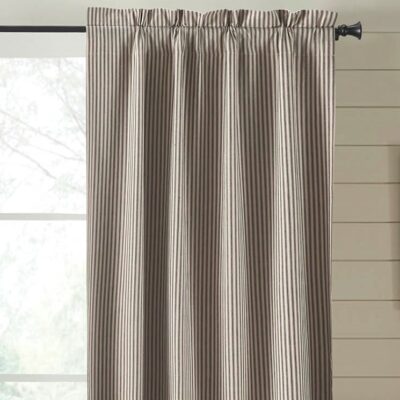 blackout sawyer mill charcoal ticking stripe panel 84" farmhouse drapes