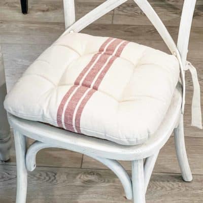 Market Place Red Grain Sack Stripe Chair Pad