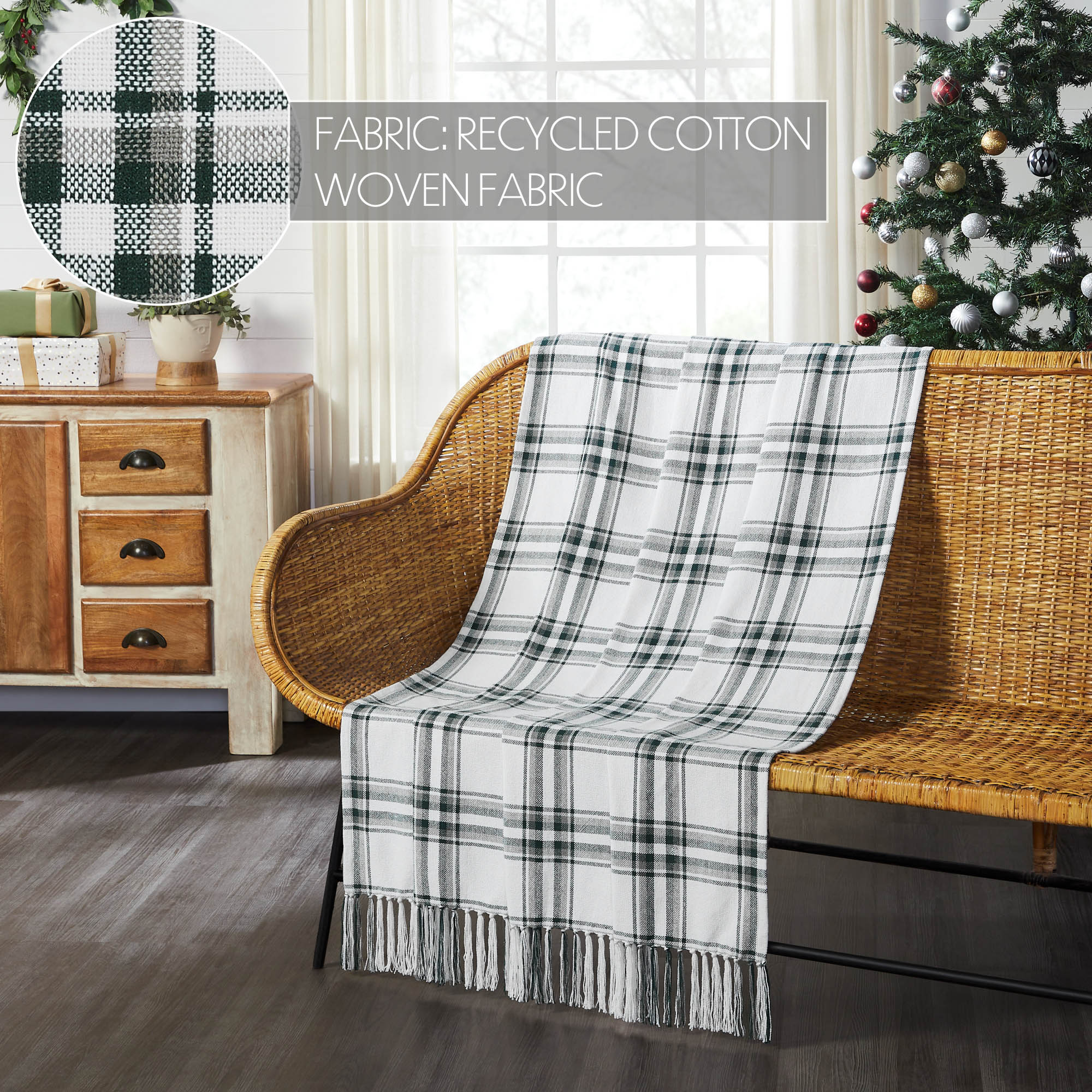 Harper Plaid Green & White Throw Blanket - Image 2