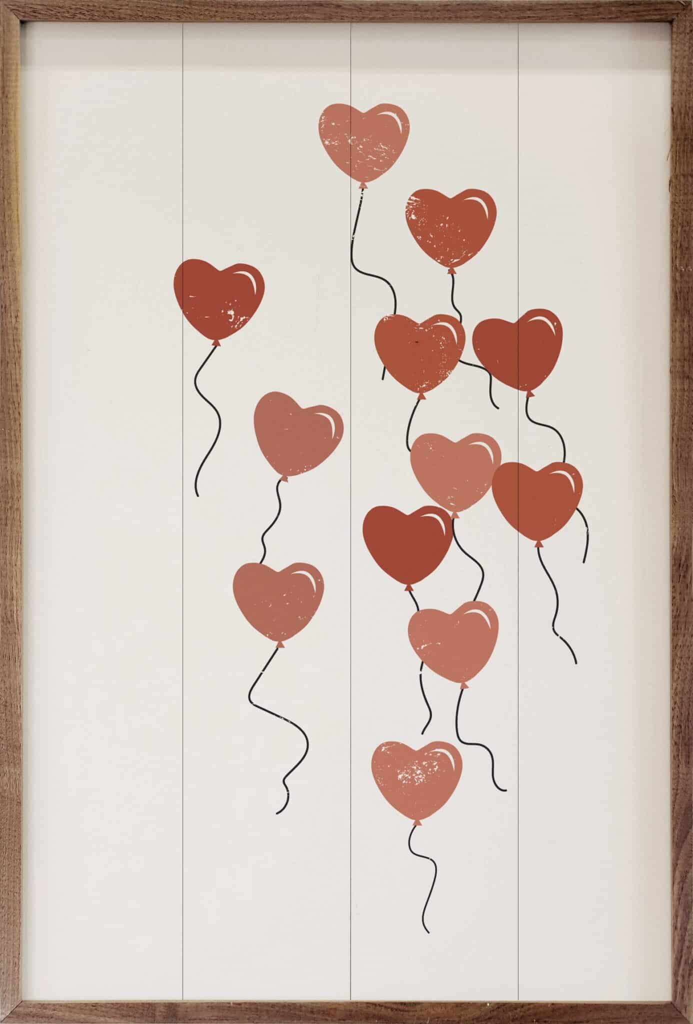 Pink Heart Balloons White Wooden Sign - Image 3