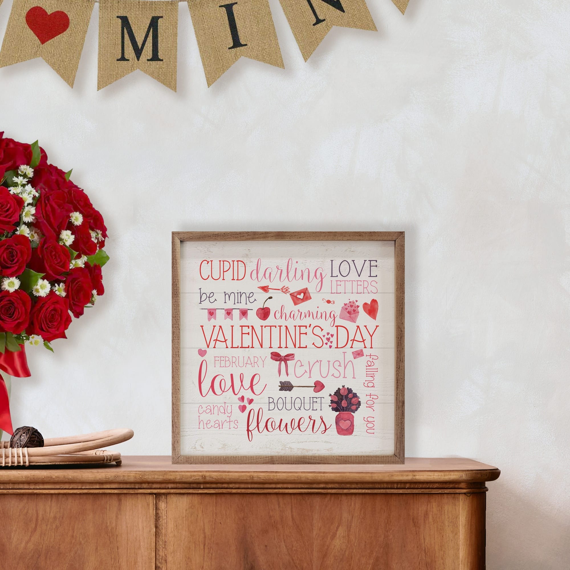 Valentine's Day Words Whitewash Wooden Sign - Image 3