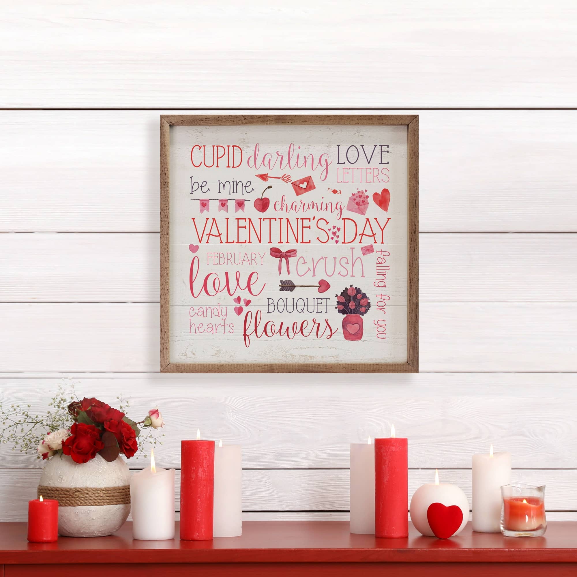 Valentine's Day Words Whitewash Wooden Sign - Image 2